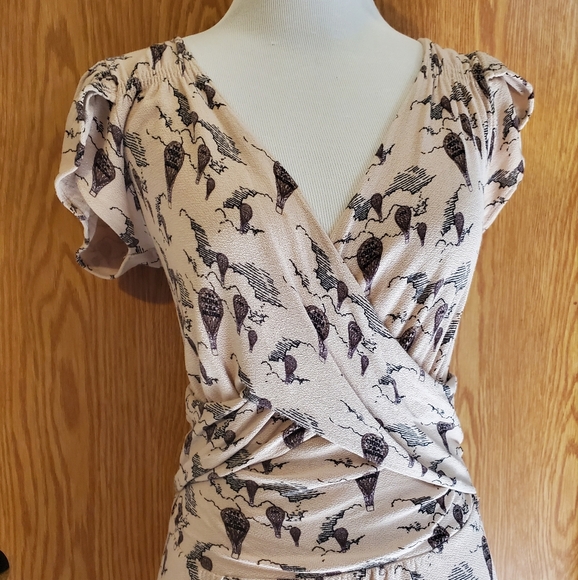 Anthropologie Leifnotes up and away hot air balloon print viscose crepe … - Picture 4 of 13